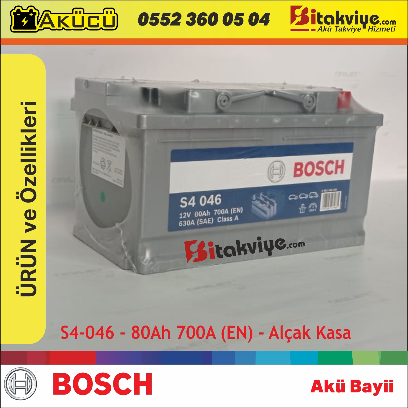 Bosch S4 80Ah (Alçak) 700A (EN)