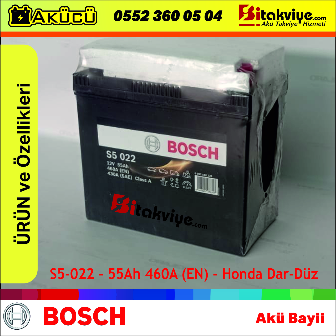 Bosch S5 022 12 V 55 Ah 460 A Akü